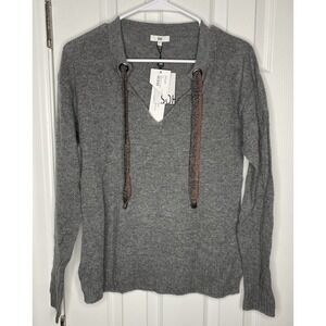 SOH Women's 100% Cashmere Pullover‎ V Neck Sweater Grey Size Small New